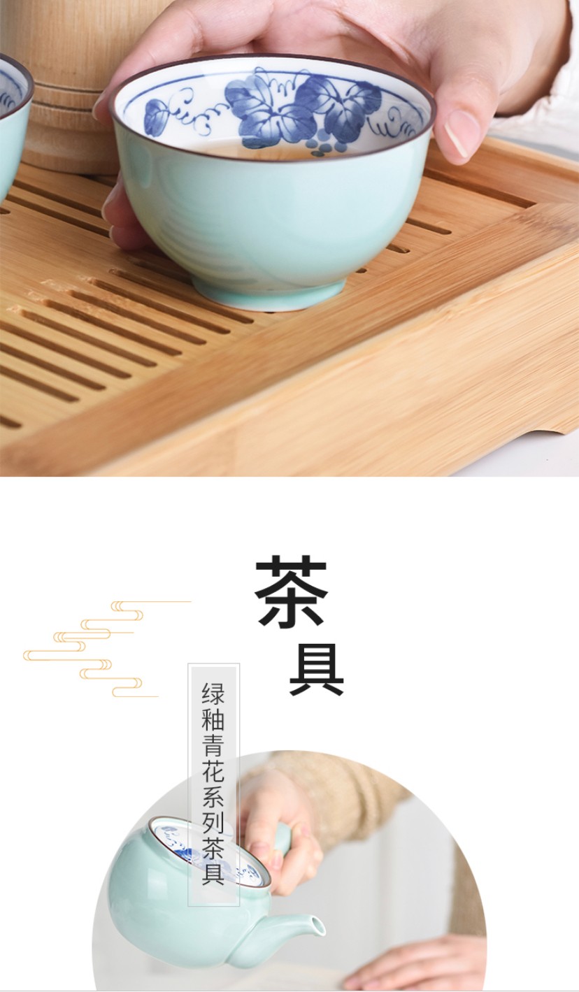 浙里 日本进口茶具波佐见烧 绿釉横手茶具31808详情图6
