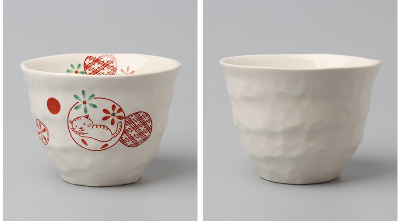 浙里 日本进口波佐见烧-赤绘系列 猫咪水杯 5入礼盒装详情图13