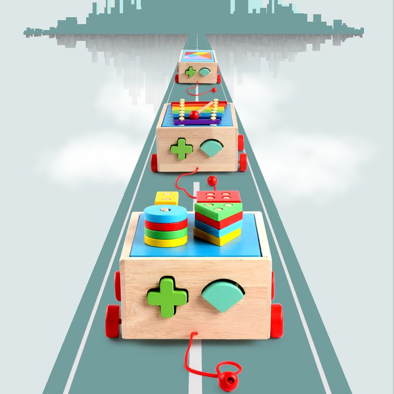 The wooden toy column trailer building blocks are highly entertaining and come in rich colors. They can exercise babies' hand-eye coordination, visual ability, logical thinking ability, and early education enlightenment training. They are parent-child games Specification image