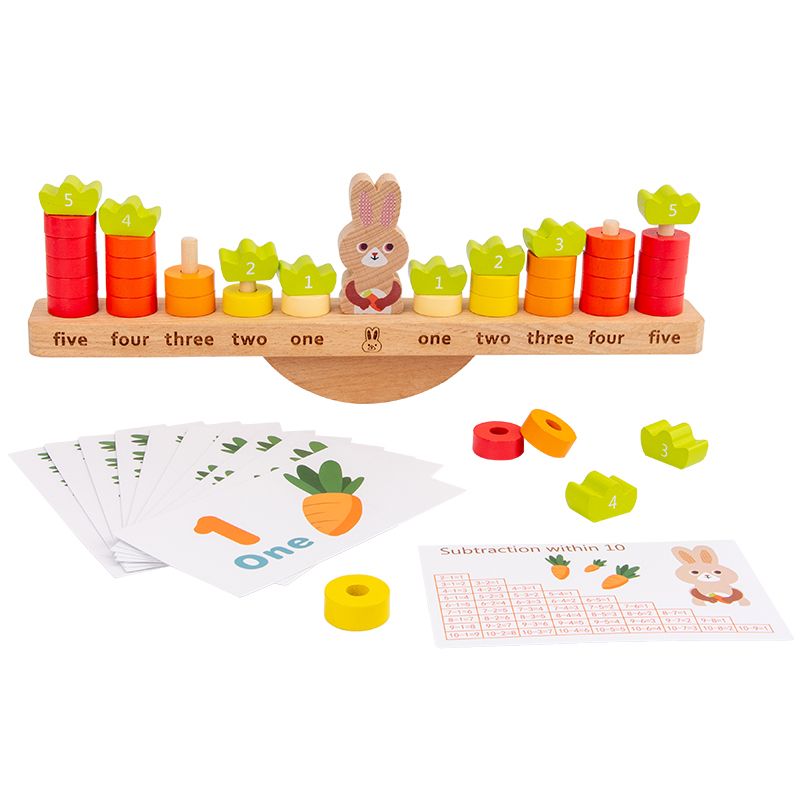The wooden cognitive game "Rabbit Balance" is highly entertaining with rich colors. It can exercise babies' hand-eye coordination, visual ability, logical thinking ability, and early education enlightenment training. It is a parent-child game Specification image
