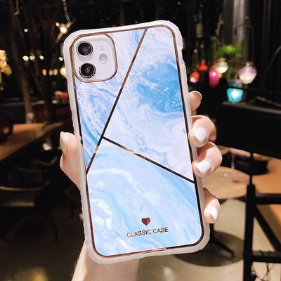 Adecuado para iPhone 12 Pro Max pequeña cintura bruta IMD marble teléfono caso gradiente brillo polvo apple 11 comercio exterior details Picture