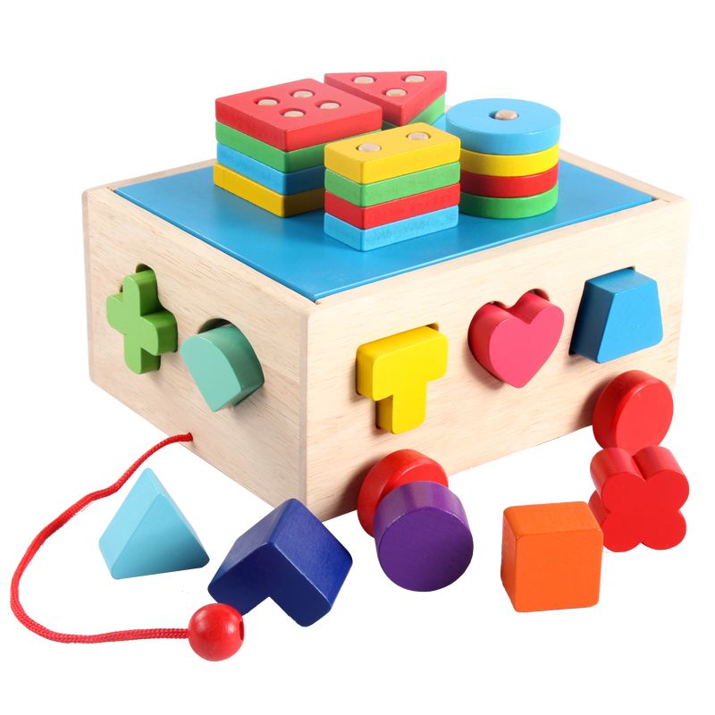 The wooden toy column trailer building blocks are highly entertaining and come in rich colors. They can exercise babies' hand-eye coordination, visual ability, logical thinking ability, and early education enlightenment training. They are parent-child games details Picture