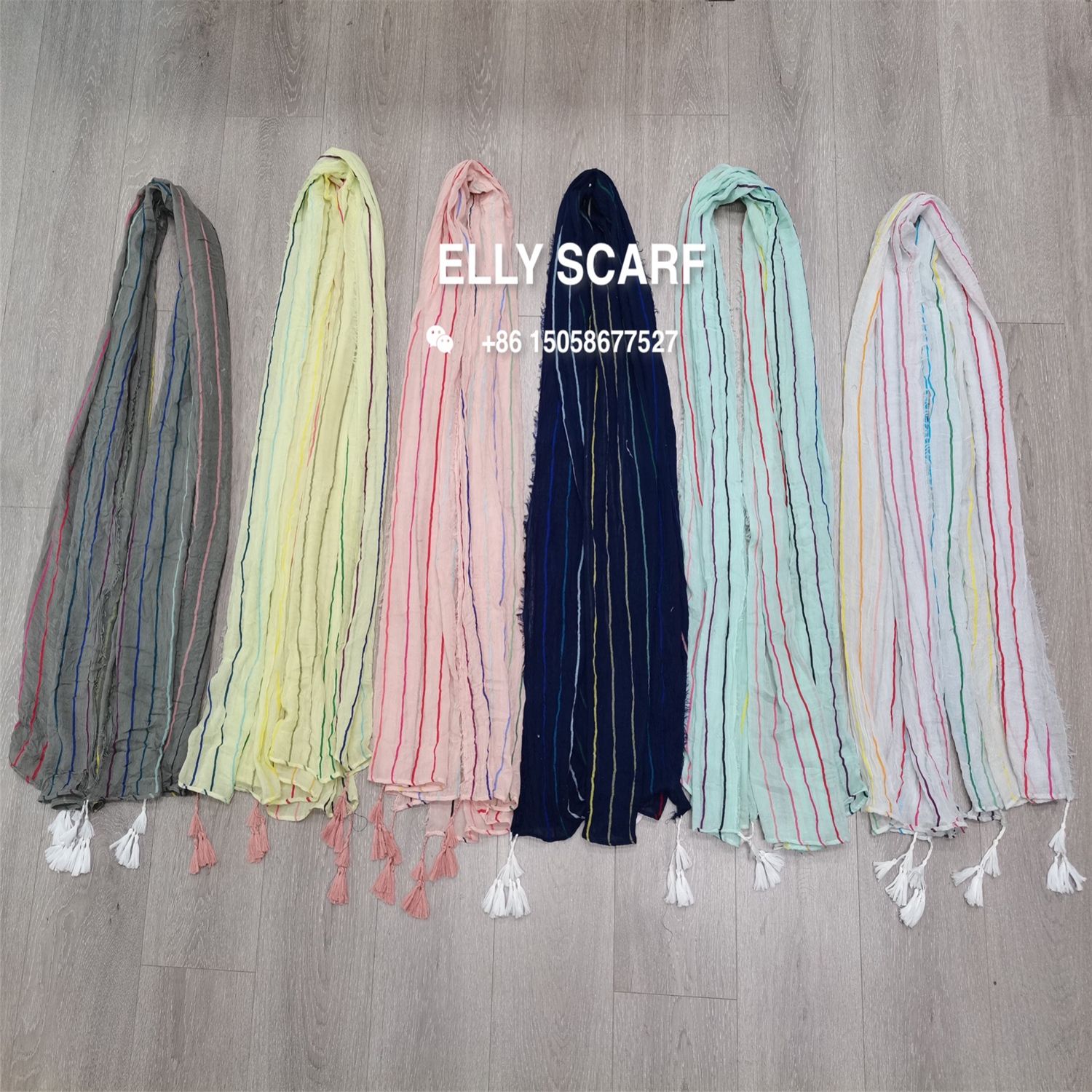Colorful Vertical Strip Off-The-Shelf Scarf details Picture