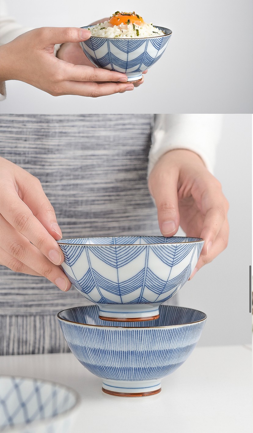 浙里 日本进口 波佐见烧古染绘变5入米饭碗套装详情图8