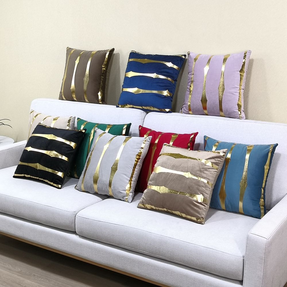 Amazon hot style Velvet Pillowcase Bedhead Cushion Geometrical Hot Gold Pillow Cushion Home Fabric Pillow Cushion Custom thumbnail