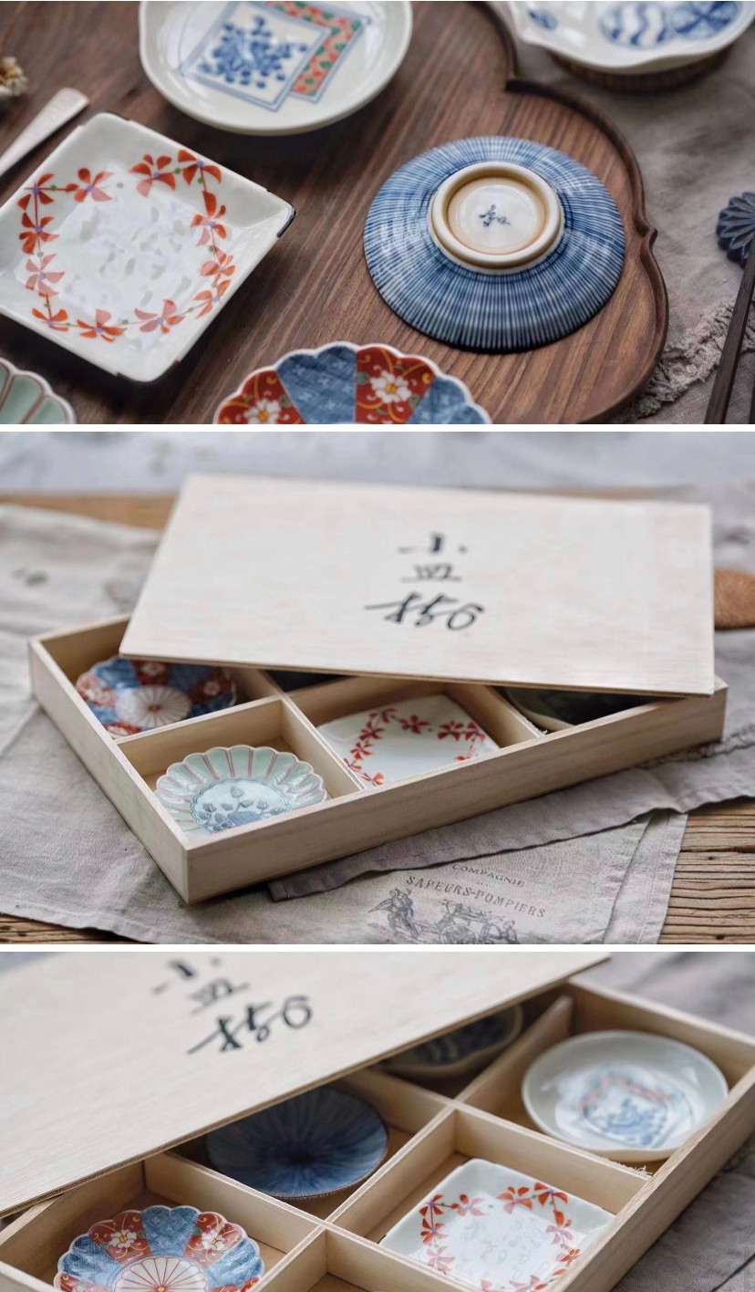 浙里 日本原装进口有田烧花形茶点蝶6件套木盒48-01详情图15