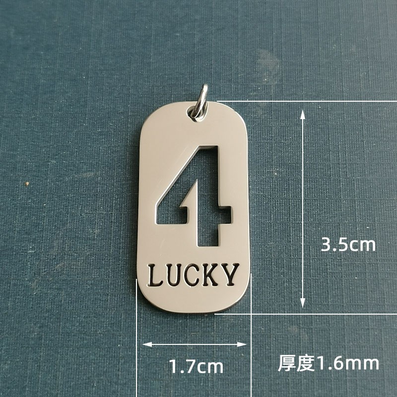Lucky number 4: Military brand pendant, trendy commemorative necklace for men and women, minimalist titanium steel couple jewelry, gift for brothers and best friends detail image 3