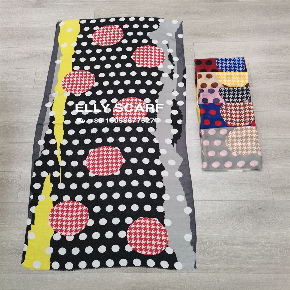 Polka Dot Printed Scarf With Tangled Feel