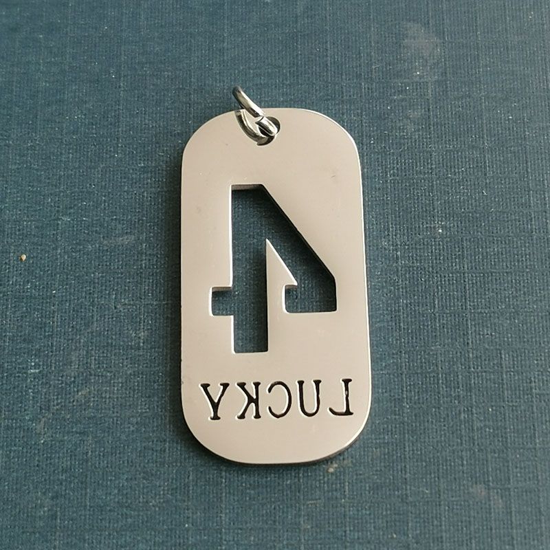 Lucky number 4: Military brand pendant, trendy commemorative necklace for men and women, minimalist titanium steel couple jewelry, gift for brothers and best friends details Picture