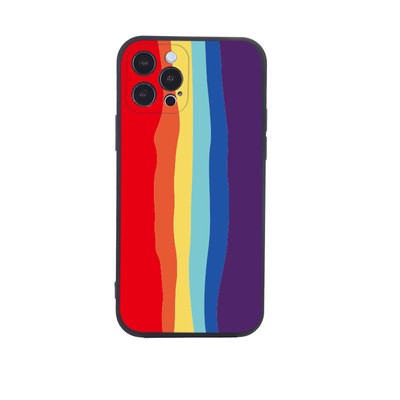 Rainbow pop motif funda protectiva aplicable apple 12 straight edge plus velvet cube soft case iphone11 funda para teléfono detail image 1