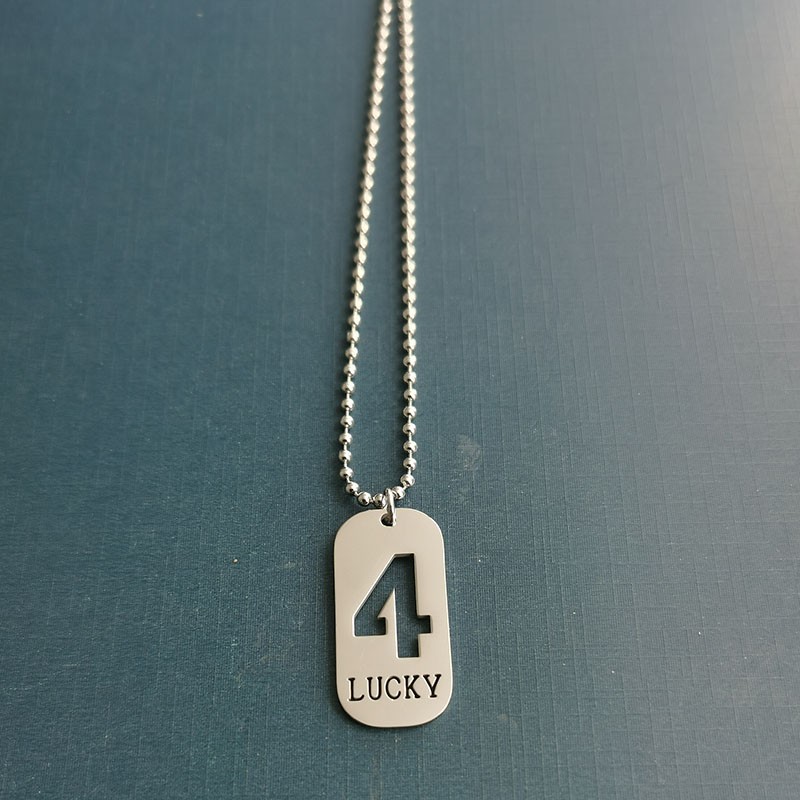 Lucky number 4: Military brand pendant, trendy commemorative necklace for men and women, minimalist titanium steel couple jewelry, gift for brothers and best friends detail image 6