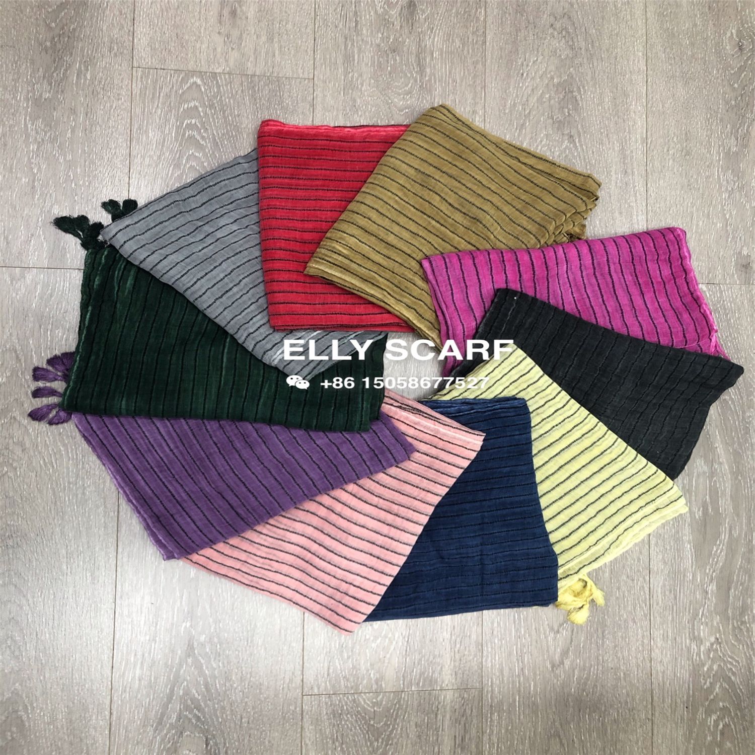 A vertical striped soil-dyed scarf