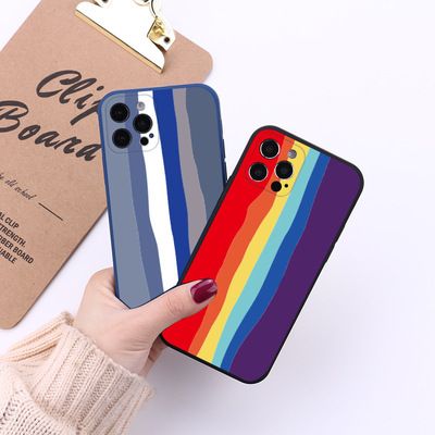 Rainbow pop motif funda protectiva aplicable apple 12 straight edge plus velvet cube soft case iphone11 funda para teléfono Specification image