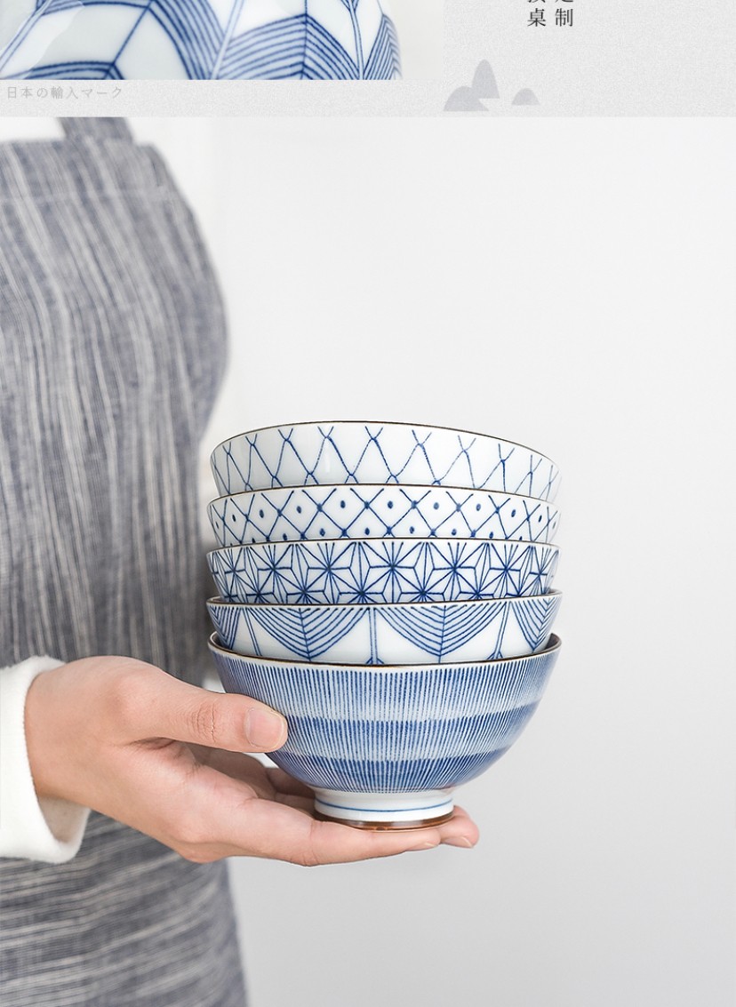 浙里 日本进口 波佐见烧古染绘变5入米饭碗套装详情图12