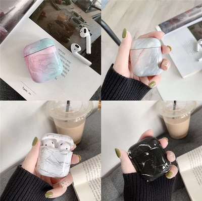 The ins Korean-style marble airpods earphone case is suitable for Apple Bluetooth earphone charging cases with full hard shells detail image 1