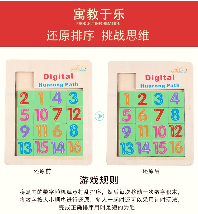 The wooden maze game, Digital Huarong Road, is highly entertaining. It can exercise babies' hand-eye coordination, visual ability, logical thinking ability, and early education enlightenment training. It is a parent-child game detail image 4