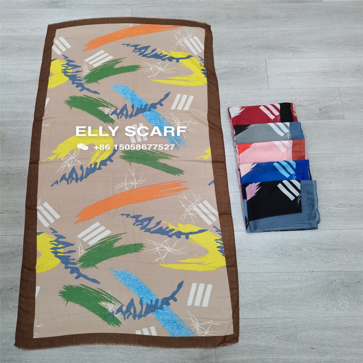 Cluttered Hand Graffiti Printed Scarf full figure