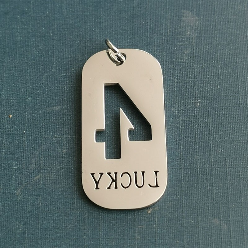 Lucky number 4: Military brand pendant, trendy commemorative necklace for men and women, minimalist titanium steel couple jewelry, gift for brothers and best friends detail image 2
