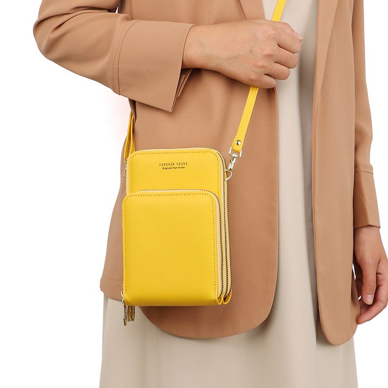 2021新款韩版时尚女包大容量单肩斜跨包纯色多功能手机包女士钱包