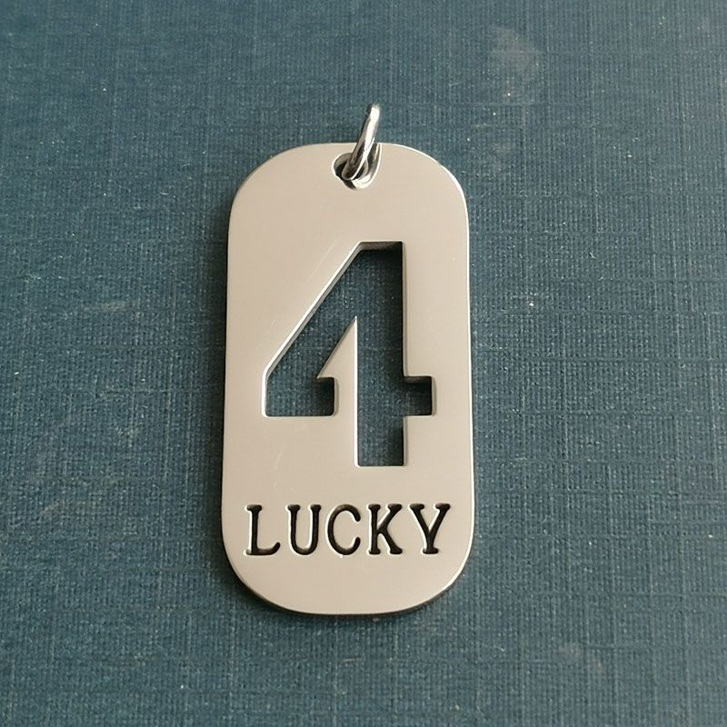 Lucky number 4: Military brand pendant, trendy commemorative necklace for men and women, minimalist titanium steel couple jewelry, gift for brothers and best friends