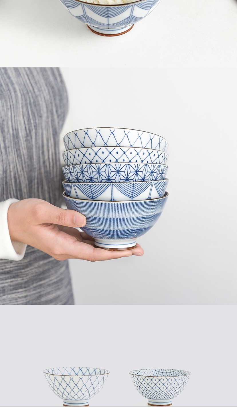 浙里 日本进口 波佐见烧古染绘变5入米饭碗套装详情图2