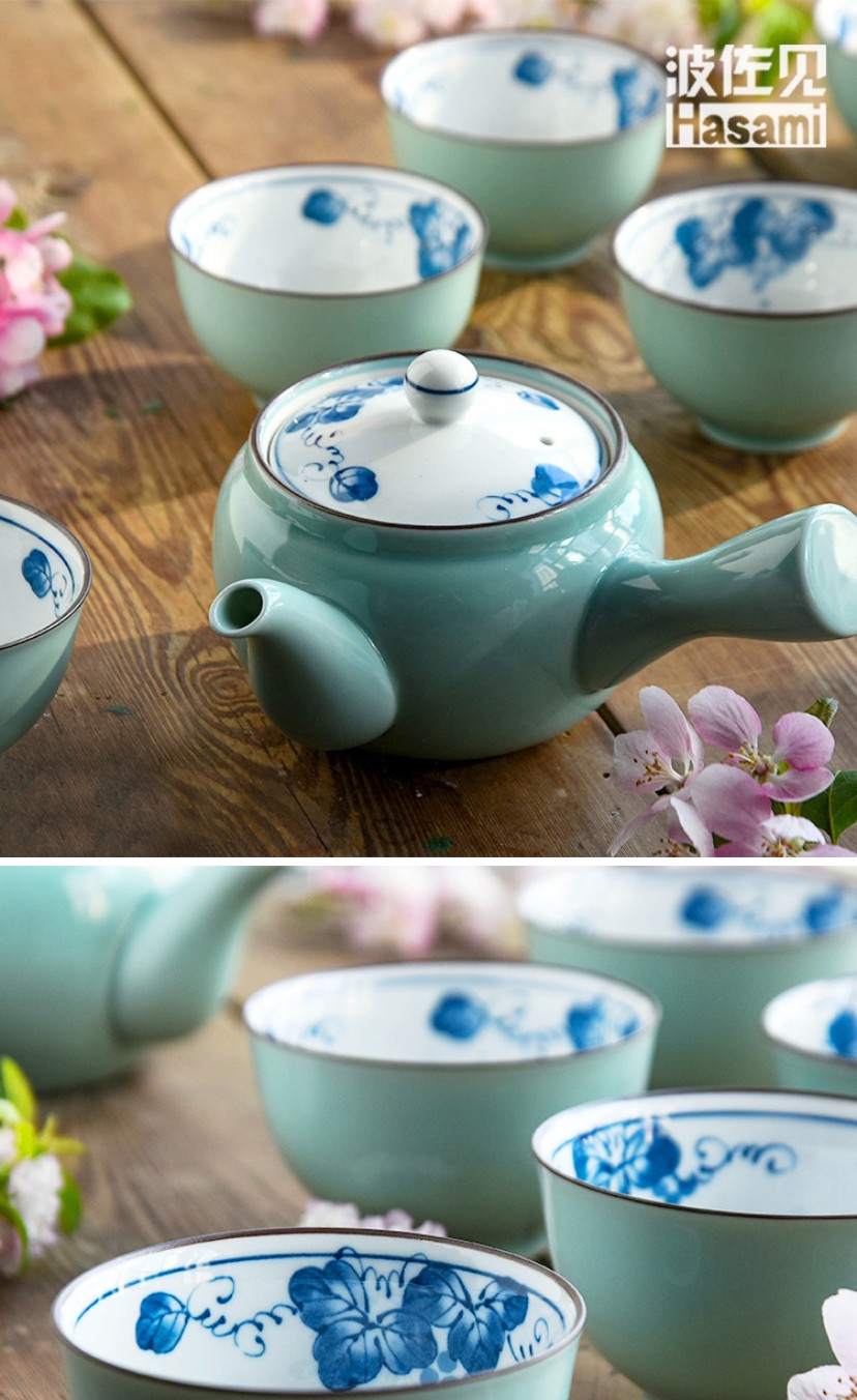 浙里 日本进口茶具波佐见烧 绿釉横手茶具31808详情图1
