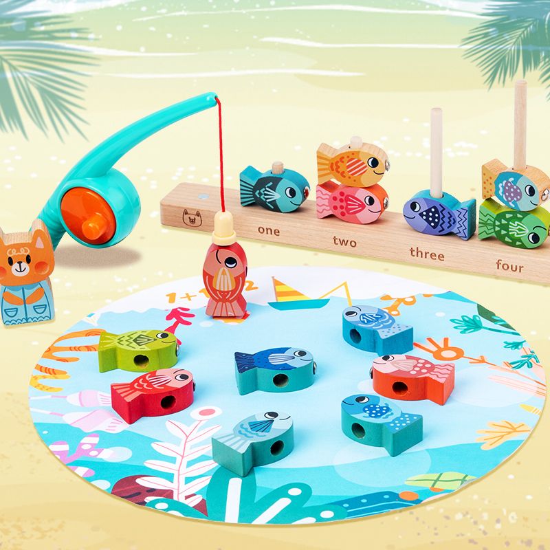 The wooden toy fishing tower is highly entertaining and colorful, which can exercise babies' hand-eye coordination, visual ability, logical thinking ability, and early education enlightenment training. It is a parent-child game