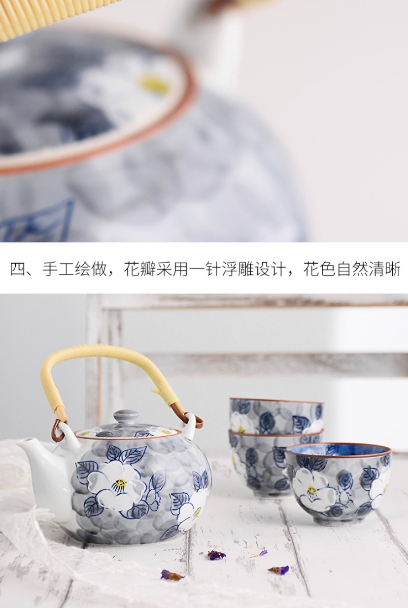 日本进口茶具波佐见烧-珍山茶花茶壶套装详情图7