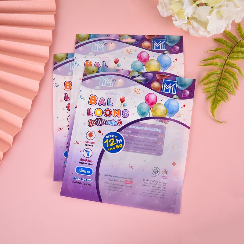 Creative color-printed balloon packaging bags, semi-open window three-side sealed composite bags, can be customized detail image 1