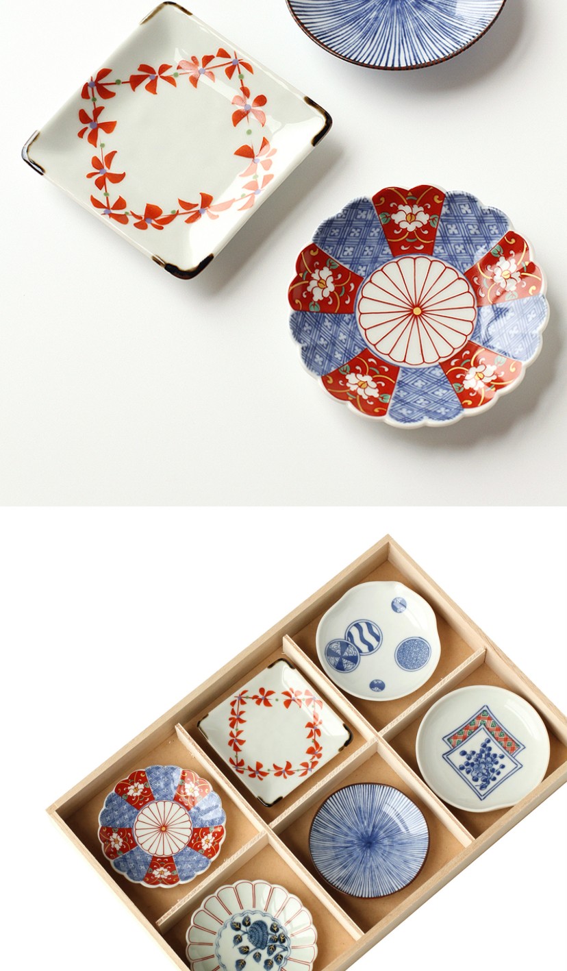 浙里 日本原装进口有田烧花形茶点蝶6件套木盒48-01详情图4