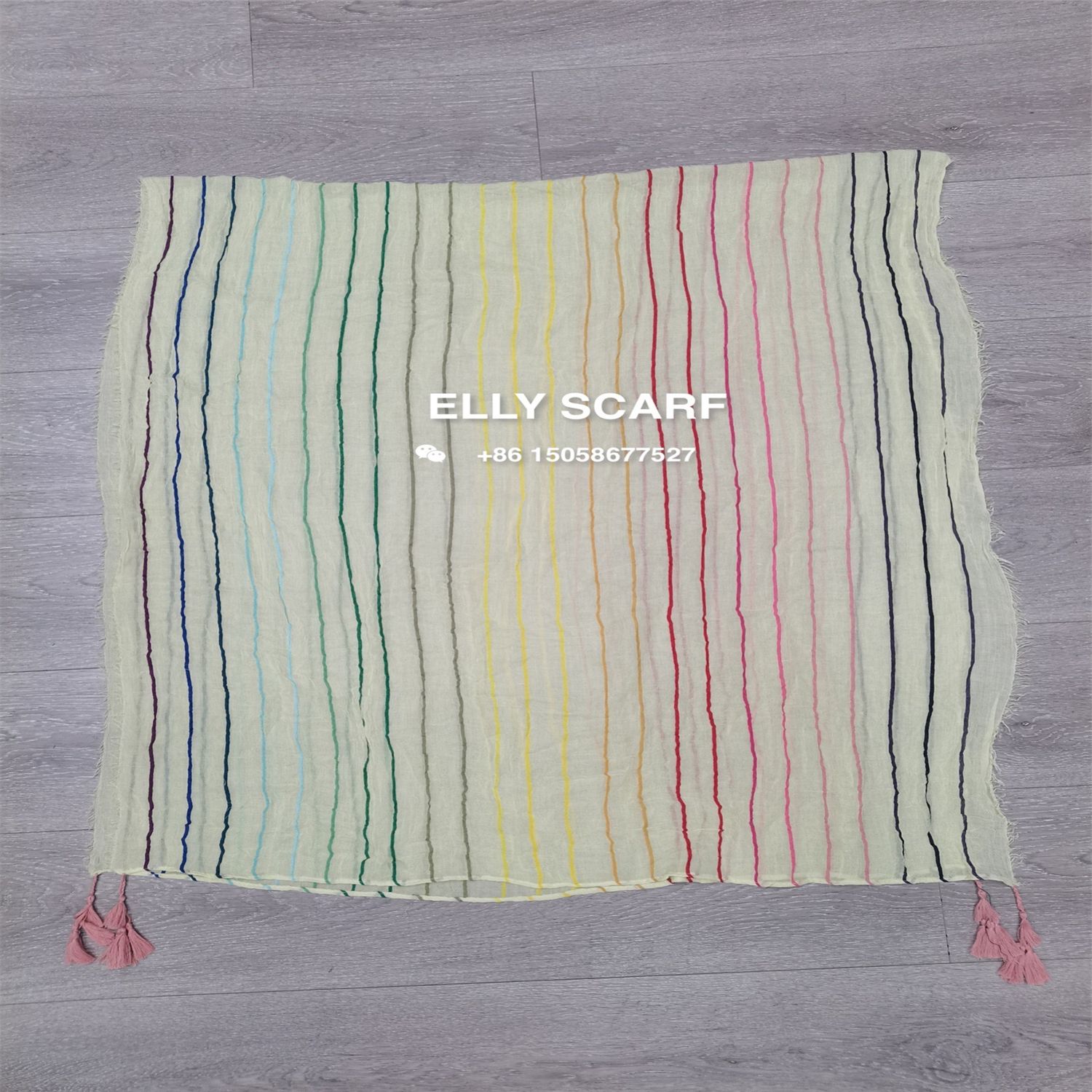 Colorful Vertical Strip Off-The-Shelf Scarf Specification drawing