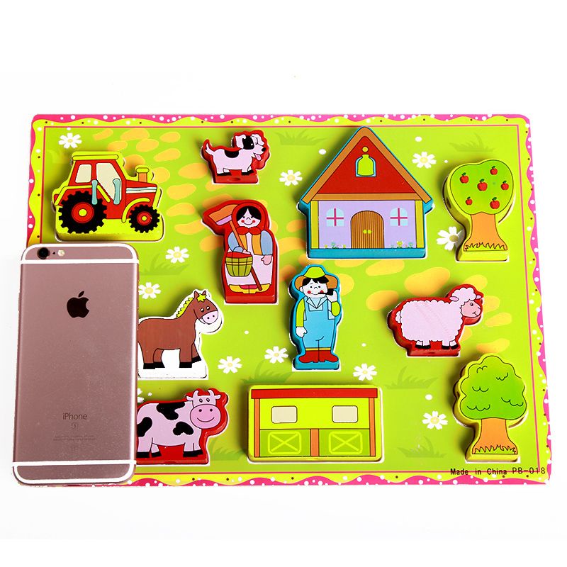 The wooden farm animal stringing board is highly entertaining and colorful, which can exercise babies' hand-eye coordination, visual ability, logical thinking ability, early education enlightenment training, and parent-child games Item Picture