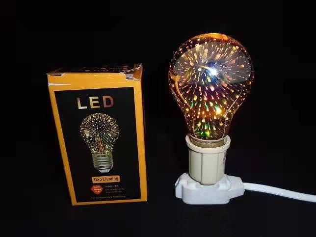 LED创意立体3D烟花灯泡 E27螺口电镀满天星七彩装饰氛围灯泡详情图1