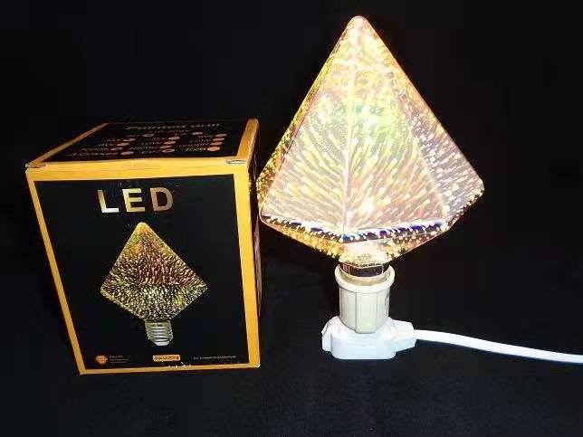 LED烟花灯泡 3D创意造型装饰灯泡E27螺口电镀满天星圆球氛围灯详情图3