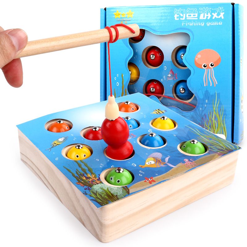 The wooden toy educational fishing game is highly entertaining, which can exercise babies' hand-eye coordination, visual ability, logical thinking ability, and early education enlightenment training. It is a parent-child game Item Picture