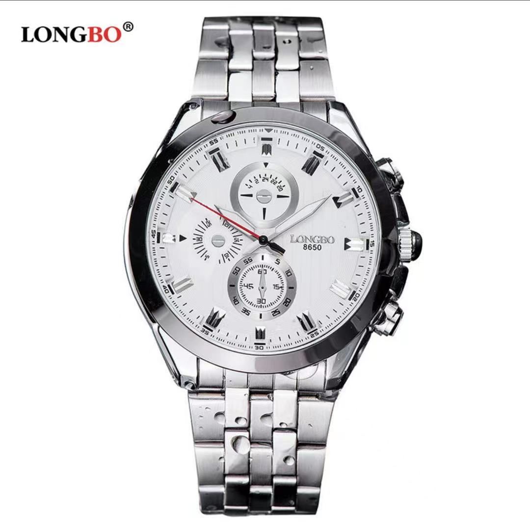 LONGBO龙波休闲夜光多功能钢带防水男士石英手表