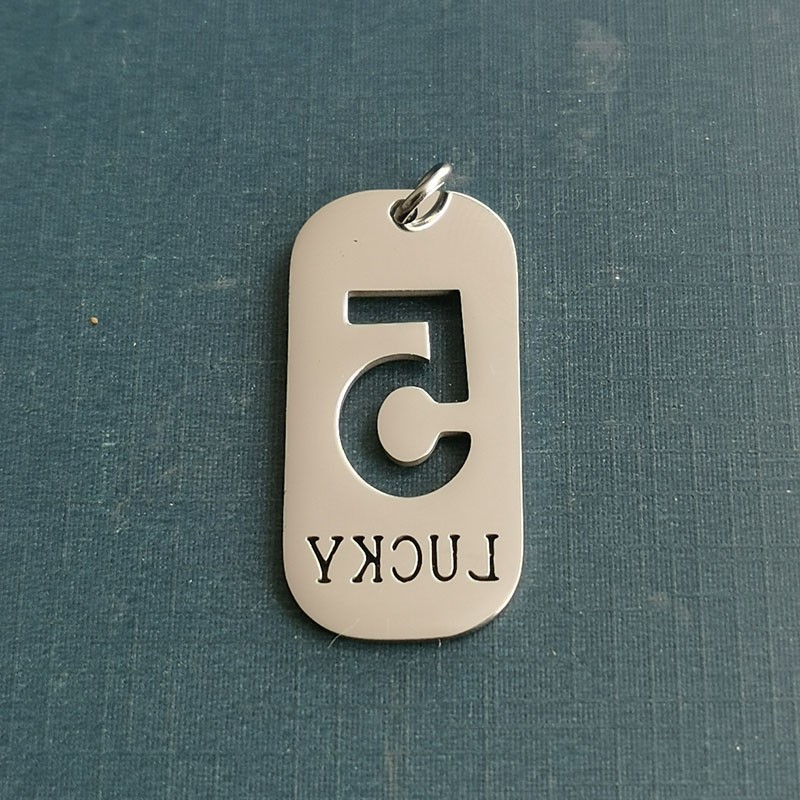 European and American streetwear and military brand trendy men's lucky number 5 men's necklace pendant metal tag to match clothes detail image 2