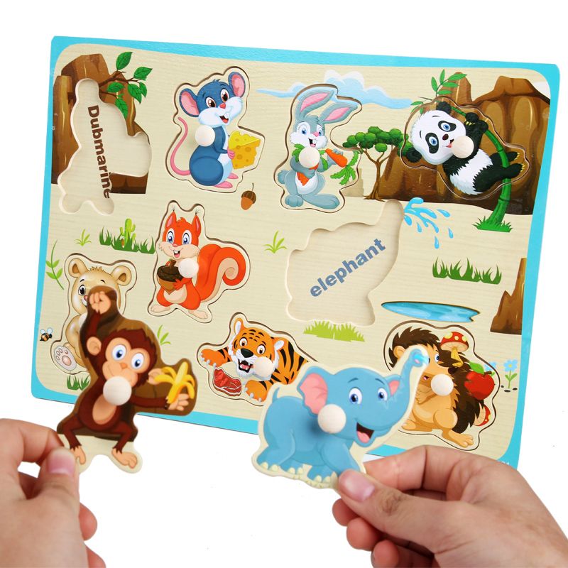 The large wooden toy jigsaw board is highly entertaining and can exercise babies' hand-eye coordination, visual ability, logical thinking ability, early education enlightenment training, and is a parent-child game details Picture