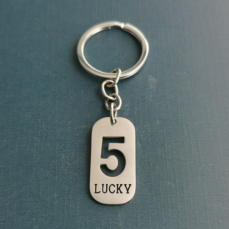 European and American streetwear and military brand trendy men's lucky number 5 men's necklace pendant metal tag to match clothes detail image 8