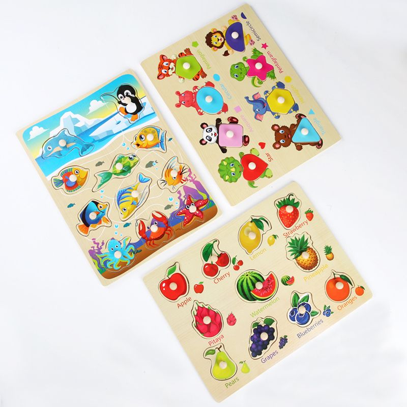 The large wooden toy jigsaw board is highly entertaining and can exercise babies' hand-eye coordination, visual ability, logical thinking ability, early education enlightenment training, and is a parent-child game Specification image