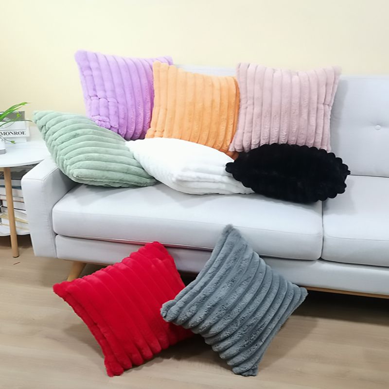 Shang Xia home spinning rabbit hair embrace pillow plain color cashmere cushion for leaning on the back of new pillow in 2021 thumbnail