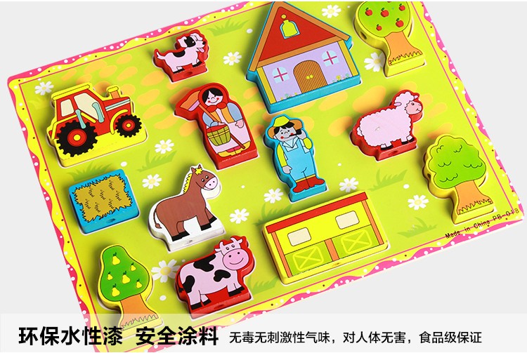 The wooden farm animal stringing board is highly entertaining and colorful, which can exercise babies' hand-eye coordination, visual ability, logical thinking ability, early education enlightenment training, and parent-child games detail image 11