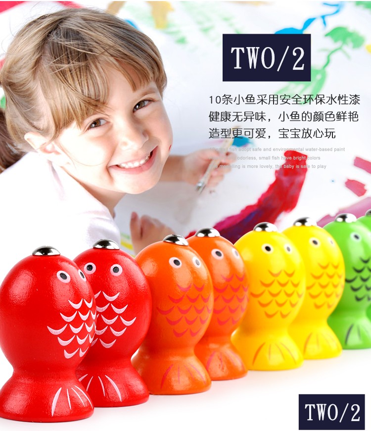 The wooden toy educational fishing game is highly entertaining, which can exercise babies' hand-eye coordination, visual ability, logical thinking ability, and early education enlightenment training. It is a parent-child game detail image 10