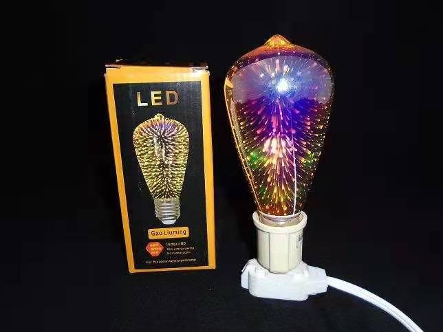 LED创意立体3D烟花灯泡 E27螺口电镀满天星七彩装饰氛围灯泡详情图5