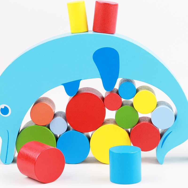 The wooden dolphin balance toy is highly entertaining with rich colors. It can exercise babies' hand-eye coordination, visual ability, logical thinking ability, and early education enlightenment training. It is a parent-child game Specification image
