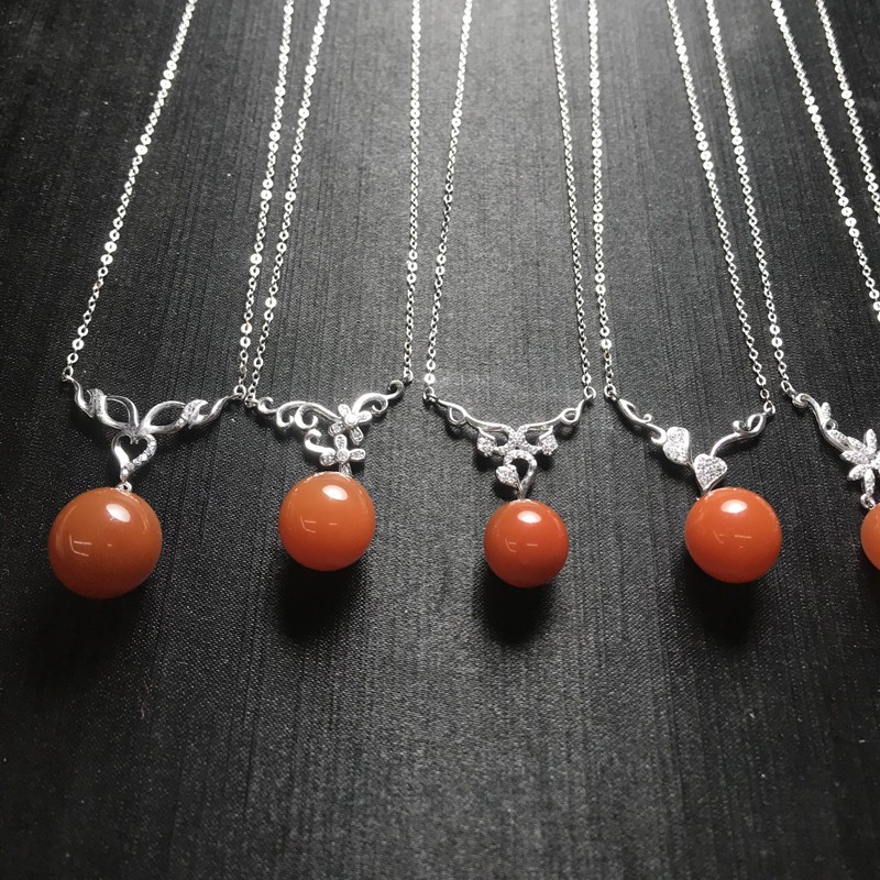 Bright color crystal jewelry, natural crystal, Sichuan Nan Hong Cherry Red necklace, set in international standard 925 sterling silver detail image 1