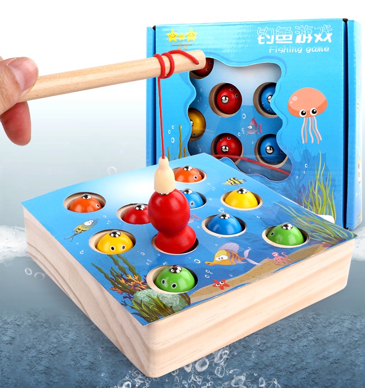 The wooden toy educational fishing game is highly entertaining, which can exercise babies' hand-eye coordination, visual ability, logical thinking ability, and early education enlightenment training. It is a parent-child game detail image 1