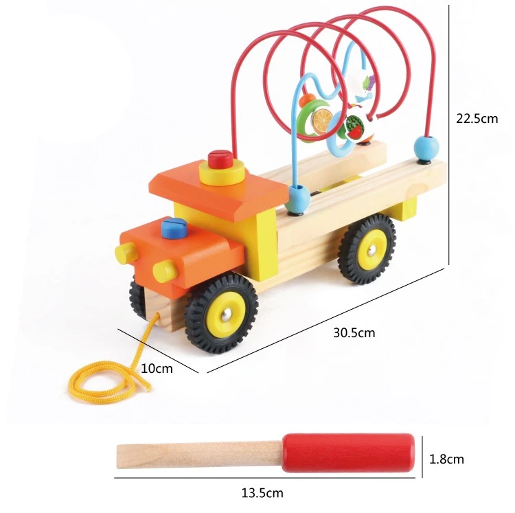 The wooden disassembly and assembly project beaded car is highly entertaining and colorful, which can exercise babies' hand-eye coordination, visual ability, logical thinking ability, early education enlightenment training, and parent-child games detail image 13