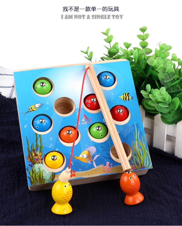 The wooden toy educational fishing game is highly entertaining, which can exercise babies' hand-eye coordination, visual ability, logical thinking ability, and early education enlightenment training. It is a parent-child game detail image 6