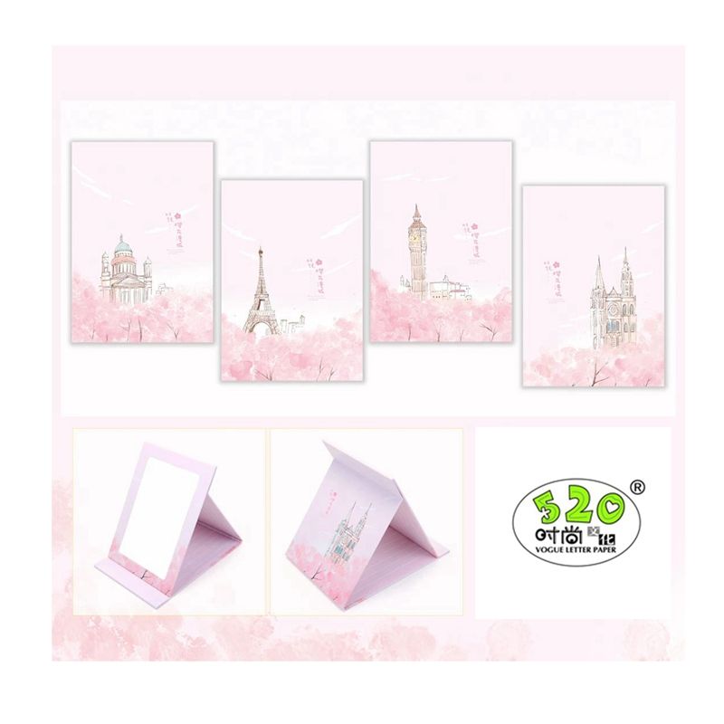 Desktop makeup mirror desktop can stand large cartoon folding mirror female portable dormitory students paper mirror personal grooming full figure